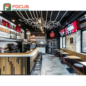 Vitrina expositora de café independiente con iluminación, estantería de cristal y acabado en nogal - Product Image 1