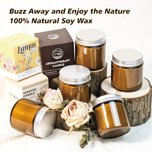 Emballage de parfum personnalisable, pot en verre brun de 100 g, bougies parfumées vegan faites à la main pour la Saint-Valentin, Diwali, parfum d'ambiance pour la maison - Product Image 2