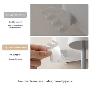 LANZYLO ODM Portaspazzolino in Plastica da Parete Senza Foratura per Bagno/Toilette, per Spazzolini Elettrici 72075 - Product Image 3