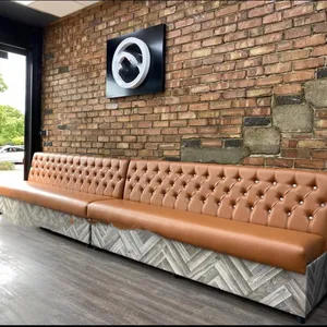 light luxury Canada economic orange pizza nightclub chesterfield leather sofa set luxury restaurant dinning karaoke booth