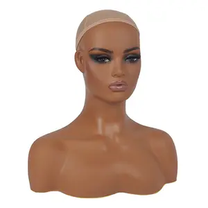 用逼真的女性人体模型头展示你的假发和珠宝，肩膀增强了展示