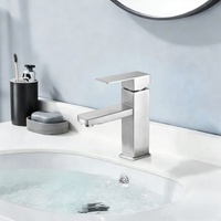 SANIVITAL Robinet de luxe à poignée unique en acier inoxydable brossé, à poser sur comptoir, pour salle de bain et hôtel – Meilleures ventes