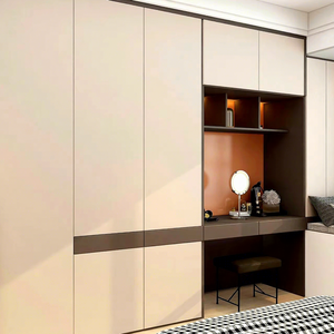 Armoire en bois moderne haut de gamme avec coiffeuse, mobilier de chambre luxueux pour appartement - Product Image 1