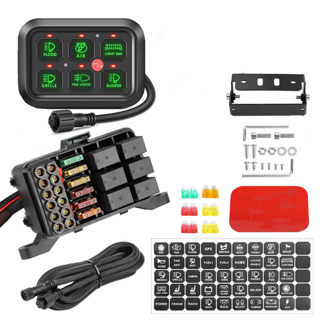 Universal Aux Automotive Off Road Lights 4x4 12v 24v App Control 6 Gang Led Switch Panel With Circuit Control for Truck