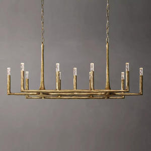 Lampe suspendue rectangulaire linéaire de 54 pouces pour îlot de cuisine industriel, finition dorée, design de designer, lustre en laiton LED - Product Image 1