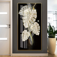 Décoration d'entrée moderne, peinture abstraite en cristal et porcelaine de luxe, plume, décoration murale pour salon, décoration de la maison