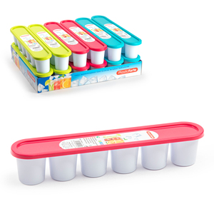 Vassoio per Cubetti di Ghiaccio PlasticForte, 6 Scomparti, Colori Assortiti, Durevole e Riutilizzabile per la Conservazione Domestica - Product Image 1