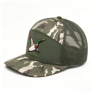 Gorra Trucker Unisex de 7 Paneles para Caza al Aire Libre, con Bordado Personalizado de Pato Mallard, Malla de Lona Camuflada, Ajustable con Cierre a Presión, para Camping - Product Image 3
