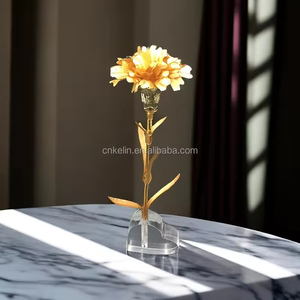 Cadeau pour la fête des mères, cadeau unique, fleur artificielle <span class=keywords><strong>de</strong></span> 25 cm, œillet en feuille d'or pour la décoration <span class=keywords><strong>de</strong></span> la maison, fleur pour femme, épouse - Product Image 2
