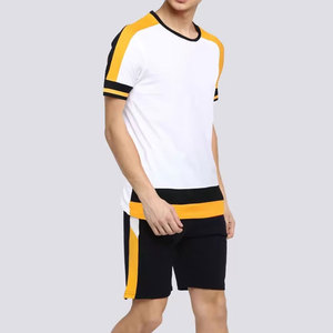 Vêtements de mode respirants pour l'été, ensembles décontractés pour hommes, t-shirts à manches courtes et shorts, 100% coton - Product Image 3