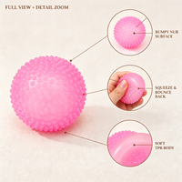 Balle texturée souple anti-stress en TPR, balle sensorielle en maltose 6 cm, balle à presser avec picots, jouet sensoriel pour enfants, adolescents et adultes, vente en gros