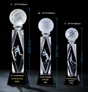 Sports crystal trophies and awards customized football, basketball any ball personal logo engraving