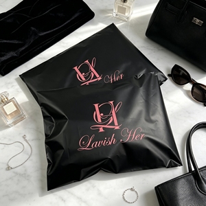 Wholesale Matte Black Plastic Shipping Envelopes Custom Pink Logo Printed Tear Proof Poly Mailers For Apparel Online Shop - Product Image 1