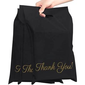 Bolsa de correo de camiseta negra de plástico impermeable con asa a prueba de rasgaduras para enviar zapatos y calcetines bolsa de mensajería de agradecimiento - Product Image 3