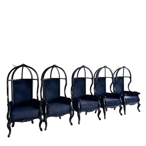 Sedia Trono Queen in <span class=keywords><strong>Legno</strong></span> Massello Stile Europeo di Lusso, Tradizionale Antico Blu e <span class=keywords><strong>Bianco</strong></span> HB010 - Offerta Speciale - Product Image 6