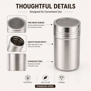 Professional Stainless Steel Fine Mesh Powder Shaker Cocoa Cinnamon Sugar Sifter with Lid for Coffee Art Baking <b>Tool</b> Custom Logo - Product Image 2