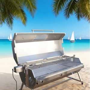 Modern Style Factory Custom Flaming <strong>Coals</strong> <strong>Barbeque</strong> Master <strong>Gas</strong>/Charcoal Spit Roaster with Lid - Product Image 5