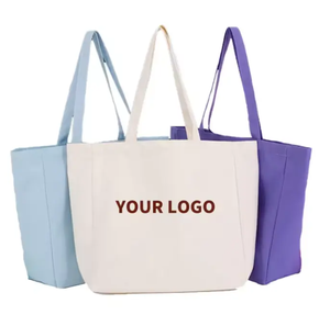 Sac en toile beige moyen de 12 oz, réutilisable, pour la plage, les voyages, les cadeaux, en coton naturel, résistant, avec fermeture éclair, motif de lettres - Product Image 3