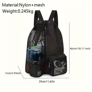 Sac de piscine en maille avec logo personnalisé OEM d'usine Sac de piscine en maille de camping de plage avec compartiments secs et humides pour la natation - Product Image 2