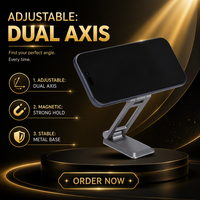 Support de téléphone magnétique en alliage d'aluminium, compatible Arca, base de trépied à filetage 1/4 pouce, réglable sur deux axes
