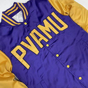 Chaqueta de satén Chaqueta de béisbol universitaria de algodón con diseño bordado personalizado - Product Image 4
