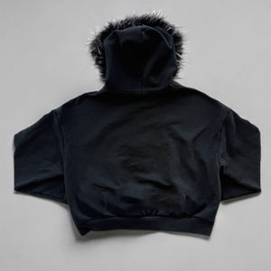 定制标志裁剪制造商男女通用有机棉石材水洗空白拉链华夫饼裁剪连帽衫男士皮草 - Product Image 2