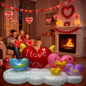 6FT Cloud Love <b>Heart</b> Inflatables with 'I LOVE YOU/<b>SWEET</b>/HUG ME' Prints & Wings Romantic LED Decor for Wedding Proposal Party - Product Image 3