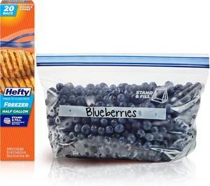 ถุงพลาสติกสำหรับแช่แข็งแบบปิดผนึก ขนาดครึ่งแกลลอน ถุงเก็บอาหารแบบใช้แล้วทิ้ง - Product Image 1