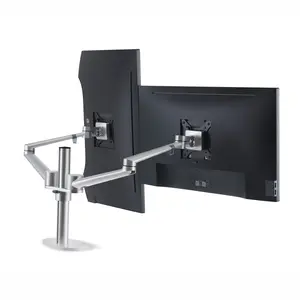UPERGO桌面显示器臂安装桌面杆安装液晶显示器17至32英寸支撑底座夹具双显示器臂支架