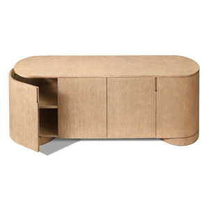 خزانة بوفيه حديثة من الخشب الصلب لطاولة الطعام، وحدة تخزين جانبية بأربعة أبواب مع أدراج - Product Image 4