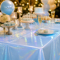 Nappe jetable rectangulaire en PEVA imperméable bleu pastel pour baby shower, repas, pique-nique, terrasse
