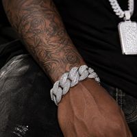 Bracelet Chaîne Cubaine Robuste 24mm en Laiton CZ Pavé Style Hip Hop pour Hommes, Bijou de Poignet Tendance Bling Iced Out pour Rappeur