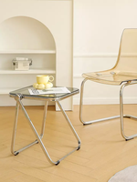 Table basse multifonctionnelle moderne et simple en métal avec plateau transparent en acrylique, pliable, pour le thé et le café, idéale pour l'ameublement de la maison