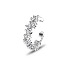 Dylam Fashion Design Hypoallergenic 925 Sterling Silver Rhodium 18K Gold Plated C Shape 5A Cubic Zirconia Hoop <b>Cuff</b> <b>Earrings</b> - Product Image 1