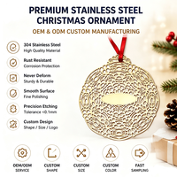 Étiquette de Noël en acier inoxydable, motif ajouré gravé, finition plaquée or, personnalisable DIY OEM ODM, Guangdong Line Laser