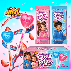 Lollipop a Forma di Cuore al Gusto Mirtillo e Fragola con Bastoncini Luminosi - Snack Halal per Momenti di Relax, Virale su TikTok - Product Image 2