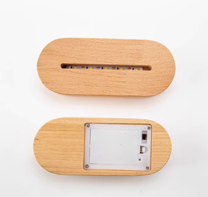 단단한 나무 USB 빛나는 기초 아크릴 LED 책상 달력 나무 램프 홀더 무선 배터리 충전 작은 야간 조명베이스 너도밤 나무 - Product Image 4
