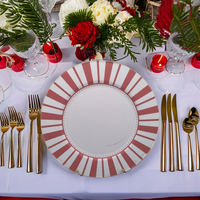 Assiette de Présentation Classique Européenne en Plastique 13 Pouces, Matière PP, Extérieur Effet Marbre, Couleur Personnalisée, Finition Brillante pour Mariages et Événements Gastronomiques