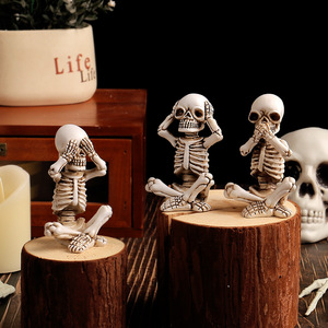 Set di statuette Decorative per la casa statuette Decorative Halloween in resina ecologica nessun bambino malvagio sente vedere parlare Set di 3 - Product Image 3