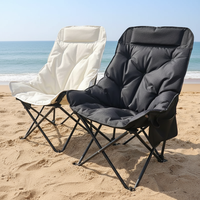 Chaise de camping portable d'extérieur en tissu Oxford PVC personnalisée pour la pêche, chaise lune en polyester 600D, vente en gros