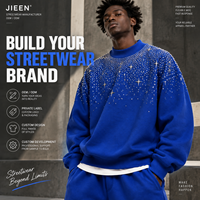 Sweat-shirt streetwear de luxe, design personnalisé, orné de strass, coupe oversize, col rond, fabricant OEM ODM