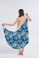 En existencias, bufanda de tiras con estampado de patrón para mujer, cubierta de playa, pareo envolvente, vestido de tirantes, traje de baño de playa