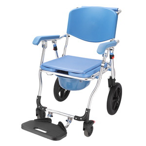Aluminum Alloy <b>Commode</b> Chair With Wheels Foldable <b>Portable</b> Toilet Seat For Elderly Hospital Use Model 699B - Product Image 1