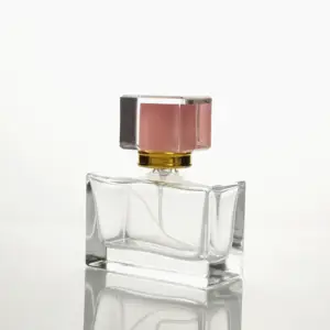 Luxe 50Ml Rechthoek Glazen Parfumfles Met Roze Deksels