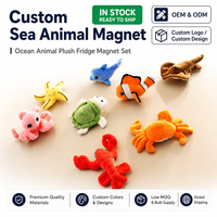 Dessin animé peluche poupée réfrigérateur autocollant Animal marin poisson clown homard dauphin peluche poupée peluche Animal Mini petite poupée jouet