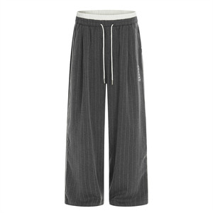 Cleanfit Spring Vertical Striped Casual Sports Suit <strong>Men</strong> Stand Collar Jacket Trendy Color-Block Double-Waistband Straight-<strong>Leg</strong> - Product Image 5