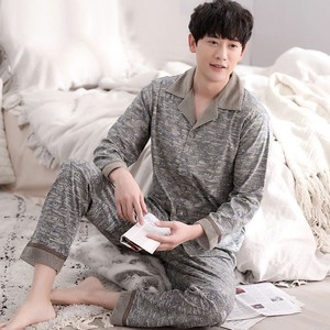 Set Pigiama con Collo Rovesciato di Alta Qualità per Uomo, Cardigan Autunnale a Maniche Lunghe, 100% Cotone, Abbigliamento da Casa, Indumenti da Notte per Padre - Product Image 6