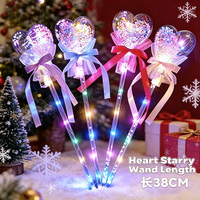 Baguette Magique Lumineuse en Plastique Ciel Étoilé à Piles, Bâton Lumineux Clignotant Bobo Ball, Mini Cadeau Activités Adultes Forme Cœur