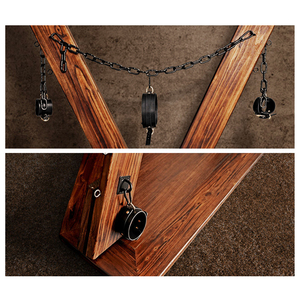 Silla de bondage independiente de madera BANSEY con marco en X, esposas con cierre y collar, mueble de bondage de 196 cm - Product Image 6
