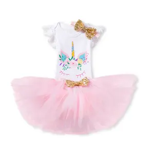 Летний комплект одежды для девочек из двух предметов, кружевное платье-пачка для танцев, милая детская одежда для девочек, Детский комбинезон с цветочным принтом